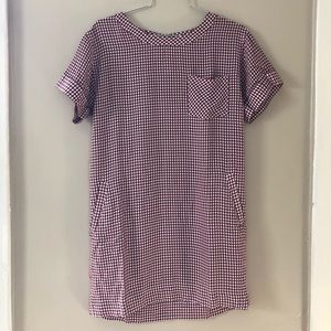 Madewell red and white plaid tunic dress